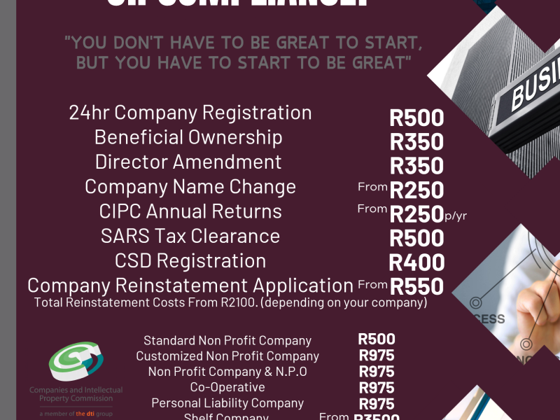 Company Maintenance or CIPC Assistance